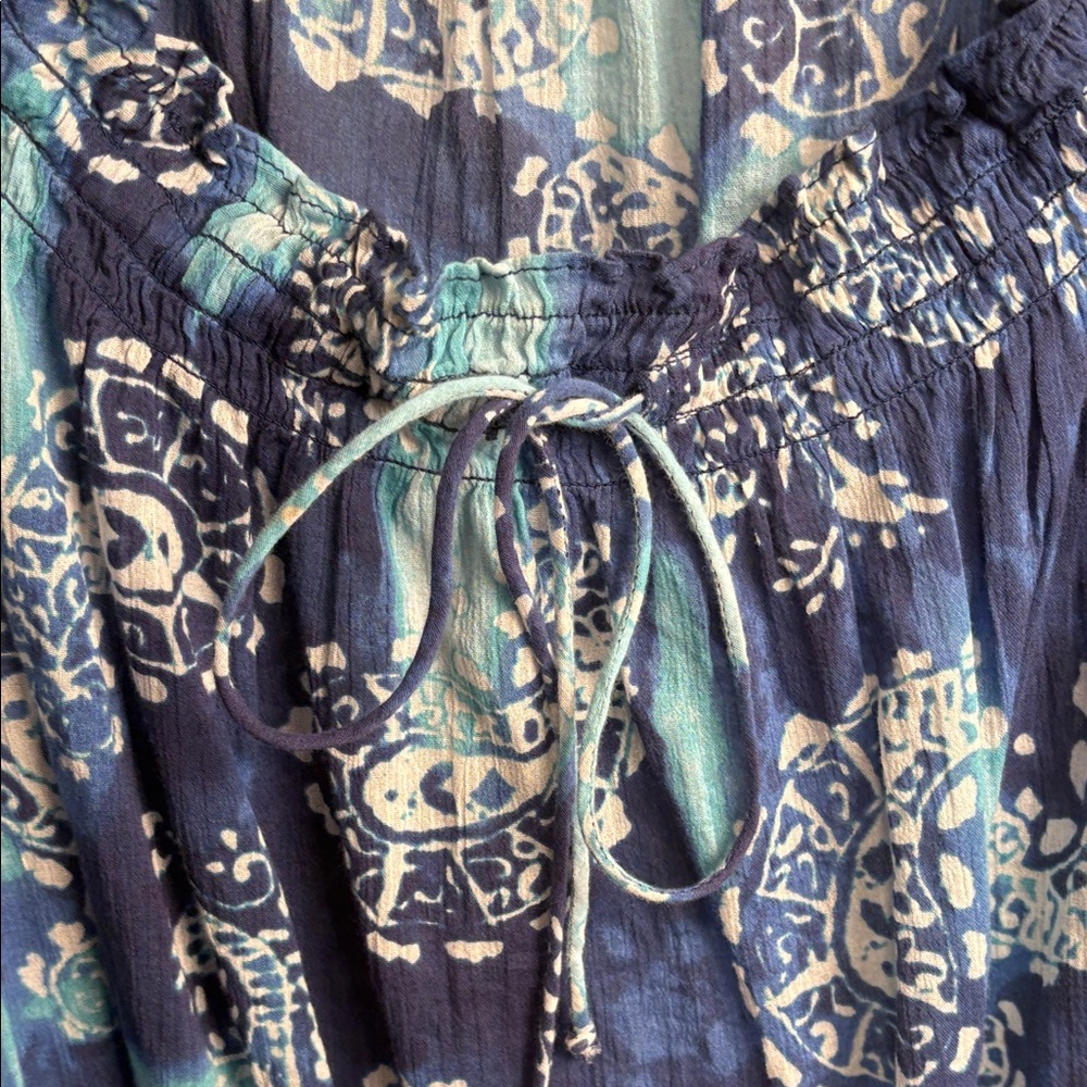 Chaps Blue Patterned Blouse - Picture 6 of 11